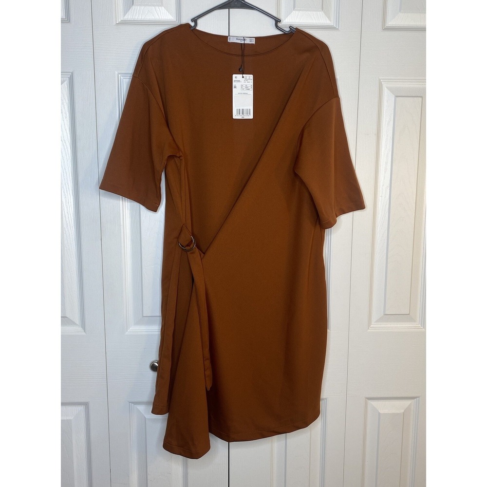 Mango Suit Dress Vistido Wedding Shift Belted Knee Length Burnt Orange NWT  Sz M